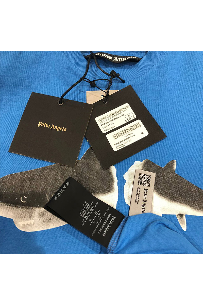 Palm Angels Синяя оверсайз футболка Shark