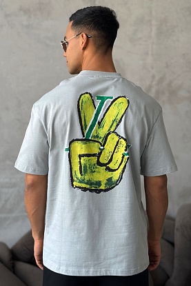 Брендовая оверсайз футболка peace graffiti - Grey