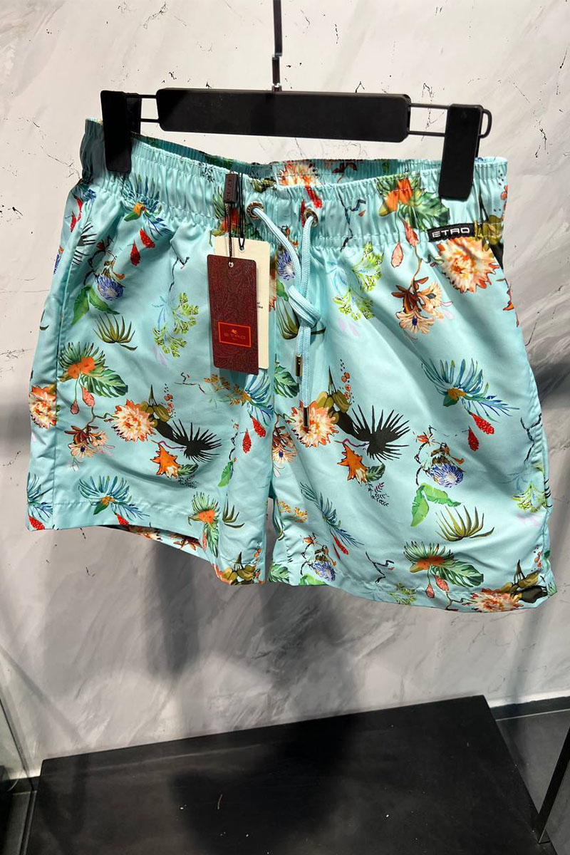 Etro Мужские бирюзовые шорты floral-pattern