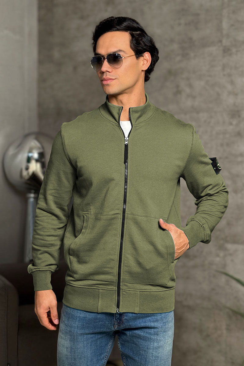 Stone Island Кофта зелёного цвета Zip-Up Compass-patch