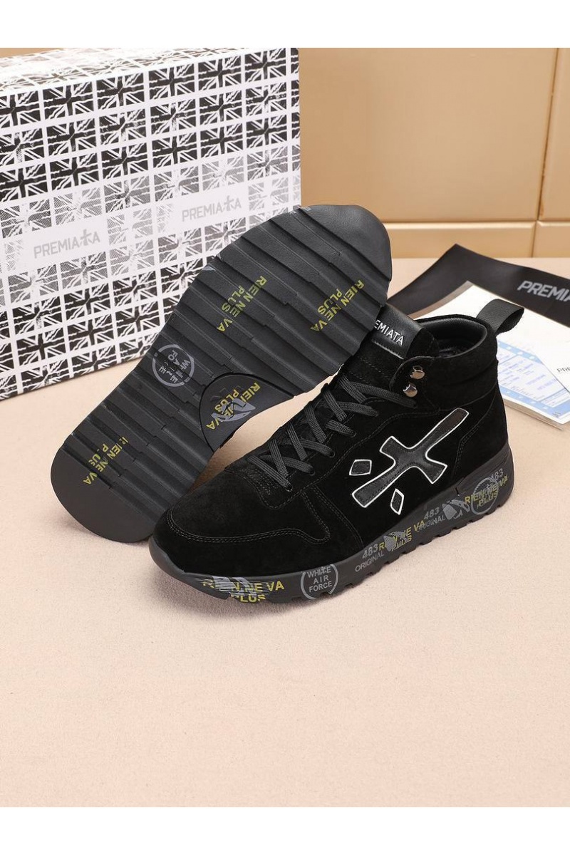 Premiata Замшевые кроссовки с мехом high-top - Black