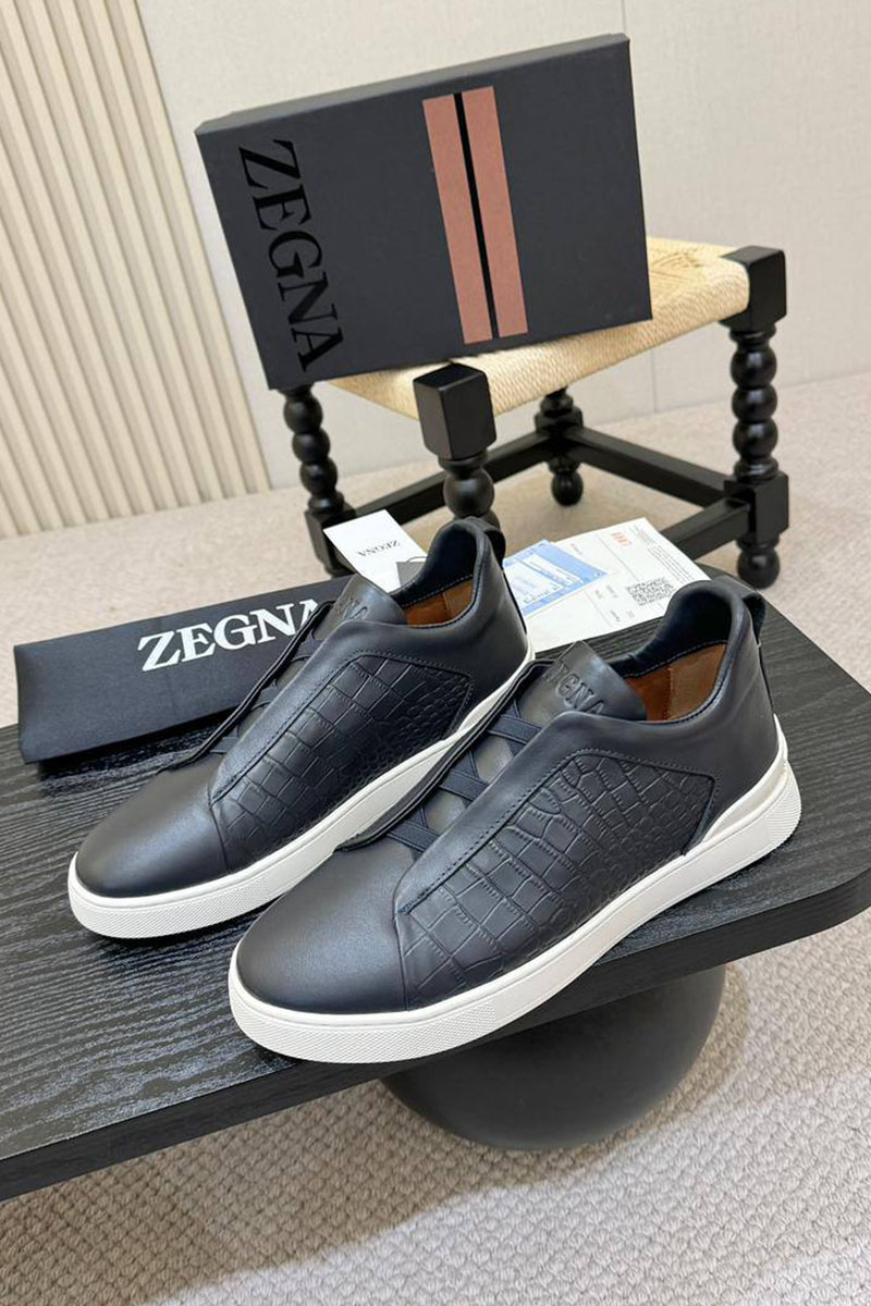 Zegna Мужские кроссовки Triple Stitch Alligator - Grey