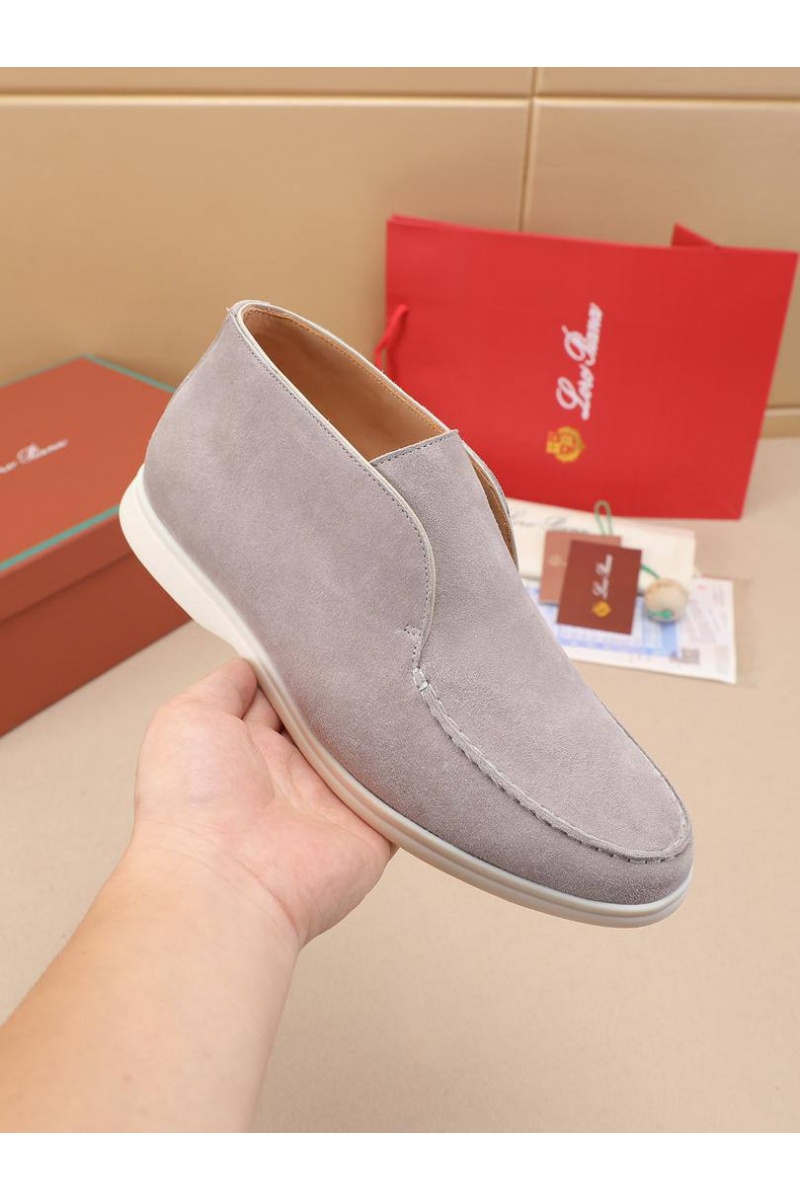 Loro Piana Замшевые лоферы с меховой стелькой Open Walk - Grey
