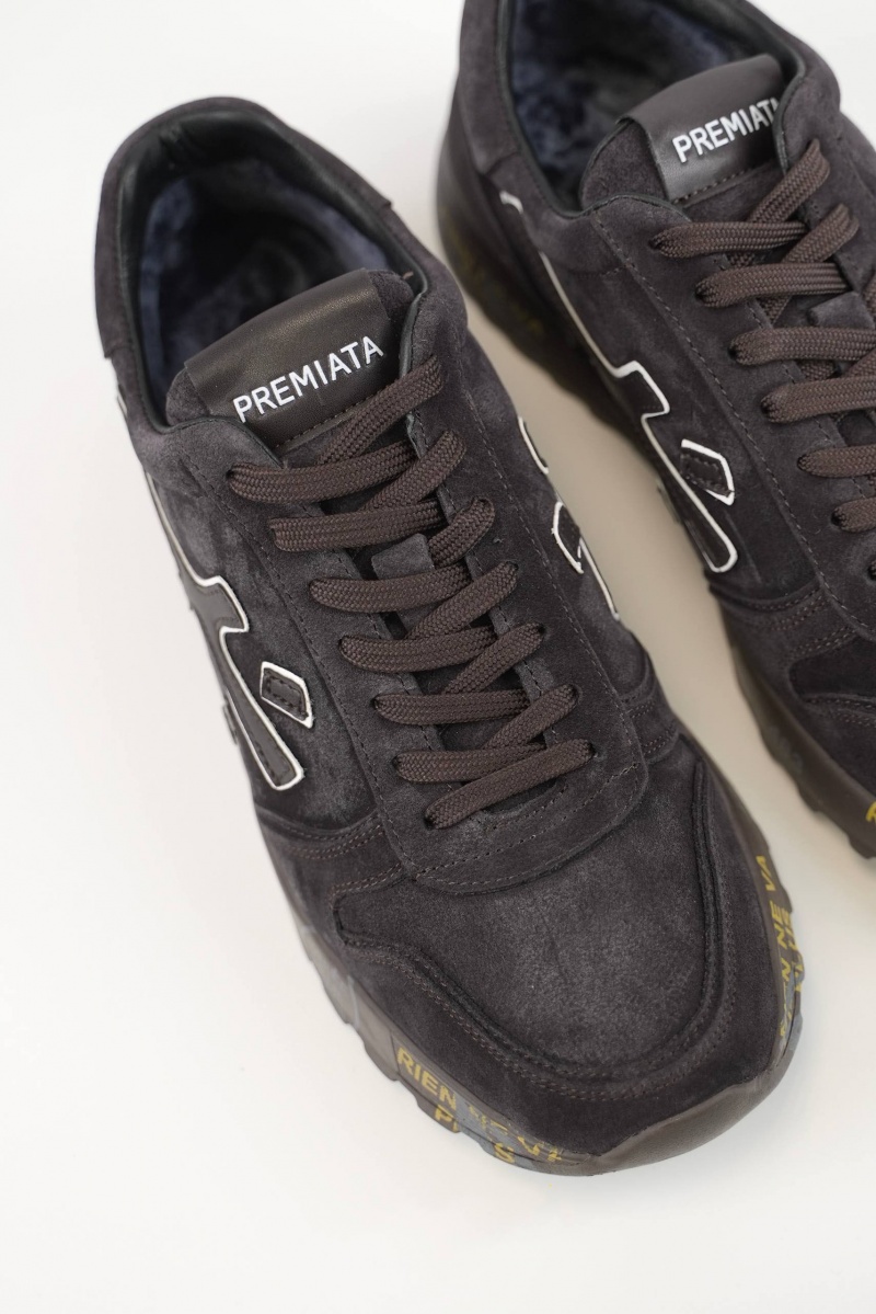Premiata Замшевые кроссовки с мехом low-top - Brown