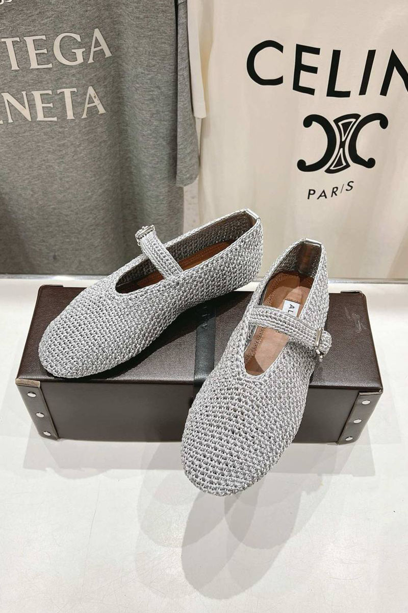 Designer Clothing Женские плетёные балетки ALaia Premium - Grey