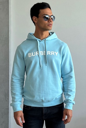 Мужское голубое худи logo-print
