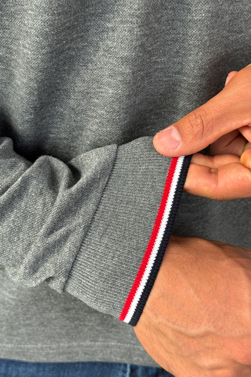 Moncler Серое поло с длинным рукавом logo-patch