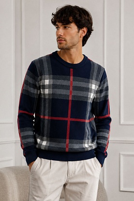 Мужская синяя кофта check pattern 