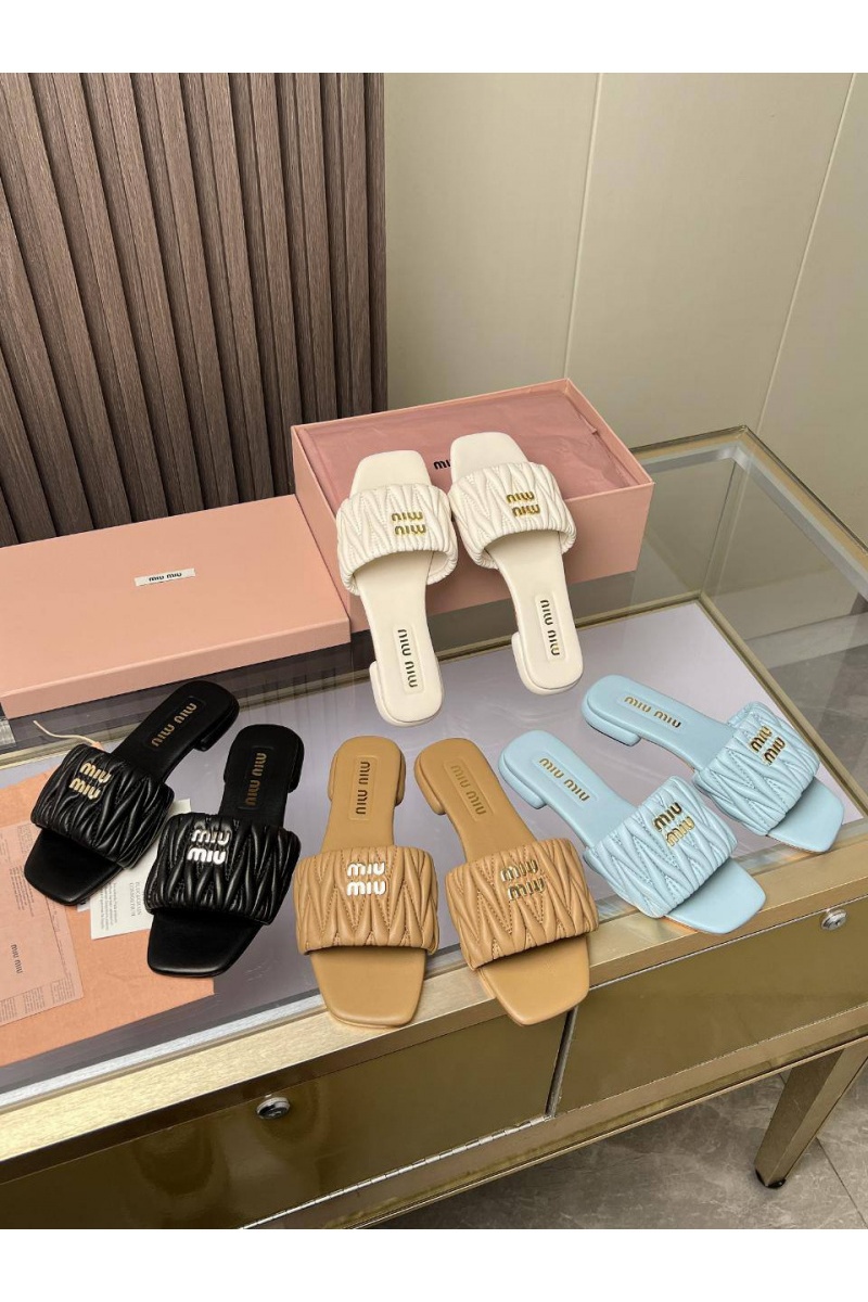 MIU MIU Женские шлёпанцы Premium - White