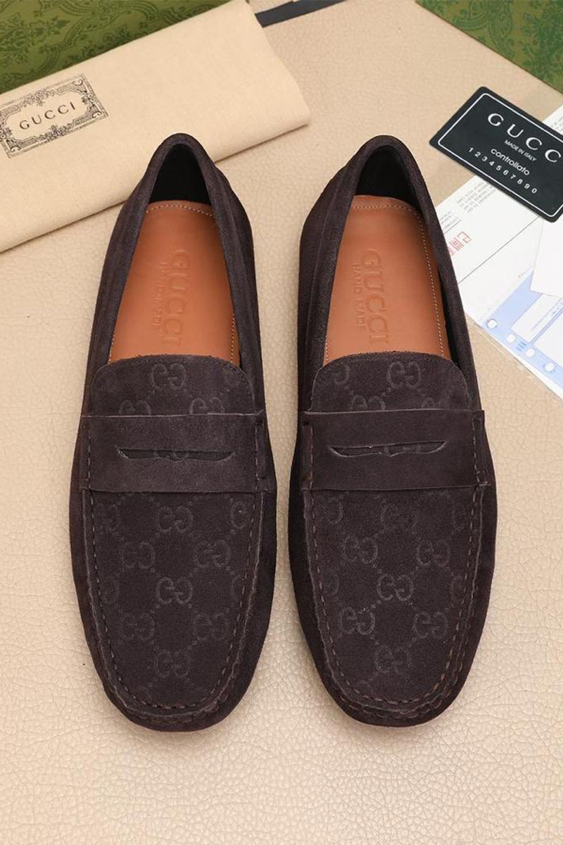Gucci Мужские замшевые мокасины GG monogram