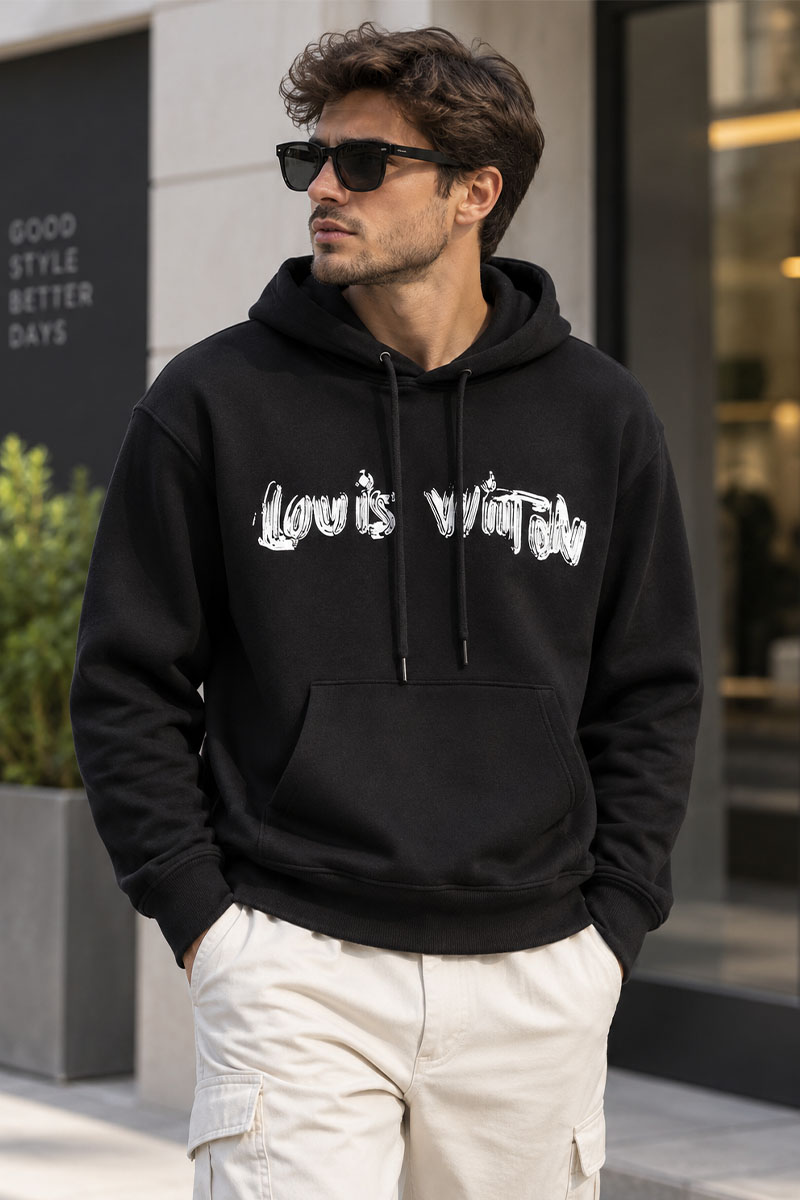 Lоuis Vuittоn Мужское чёрное худи graphic-print 
