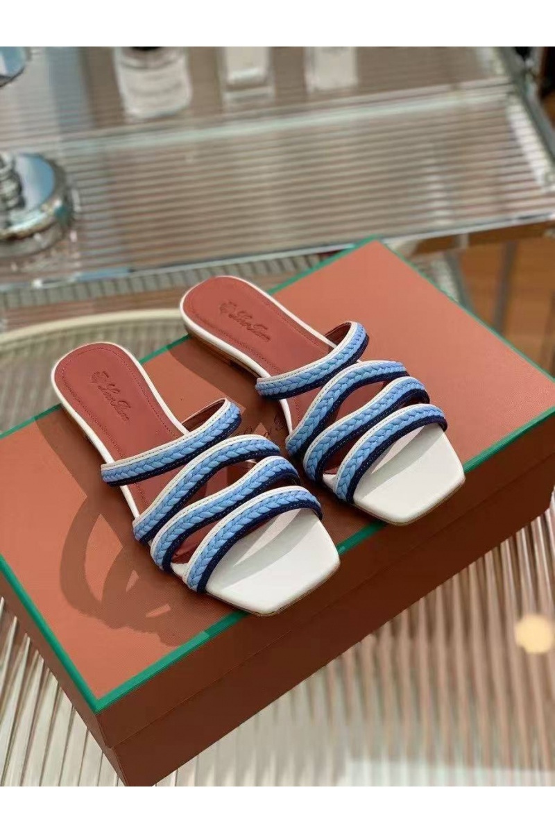 Loro Piana Женские кожаные шлёпанцы Premium