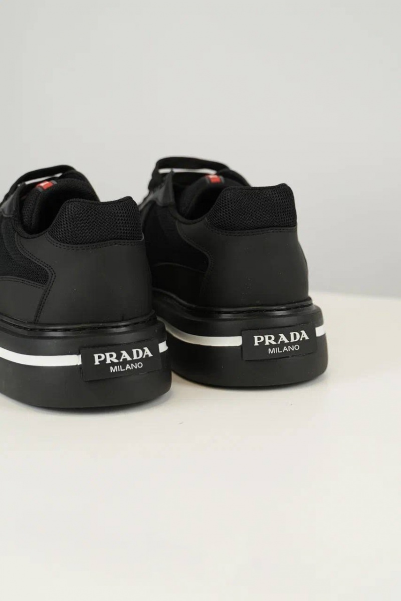 Prada Комбинированные кроссовки logo-stripe - Black