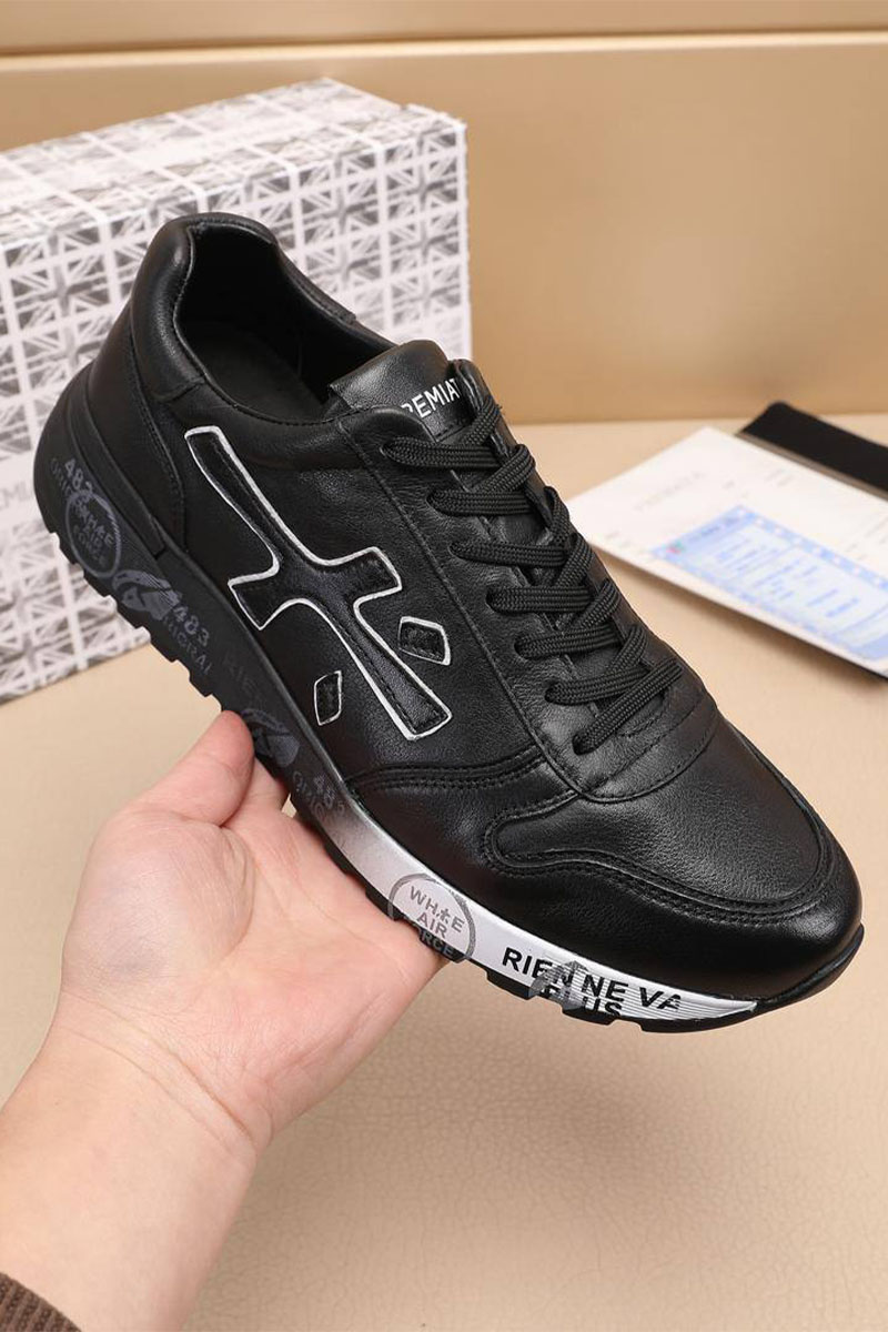 Premiata Чёрные кожаные кроссовки Mick