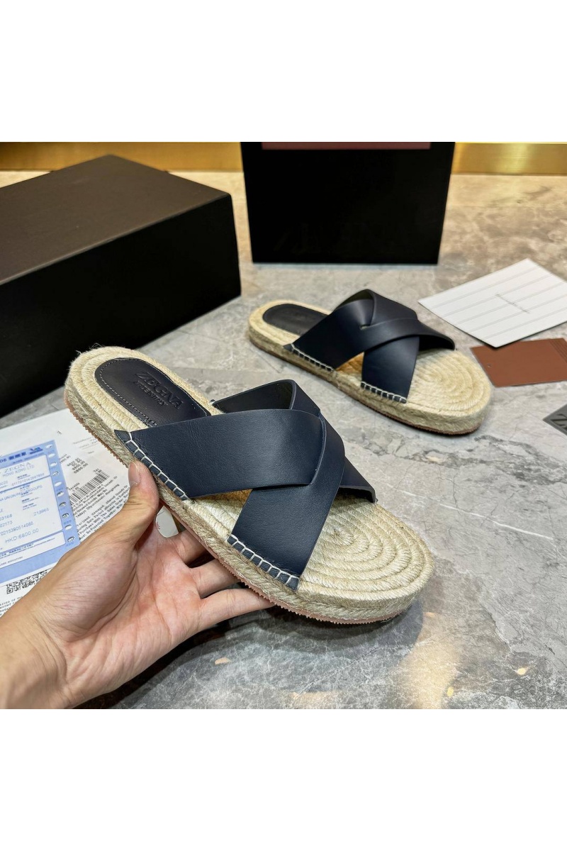 Zegna Мужские шлёпанцы leather - Navy