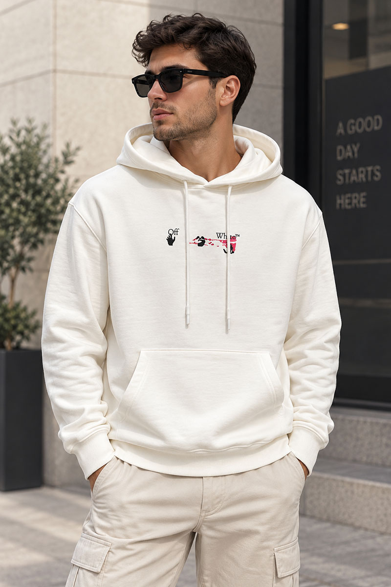 Off-White Белое оверсайз худи Acrylic Arrow