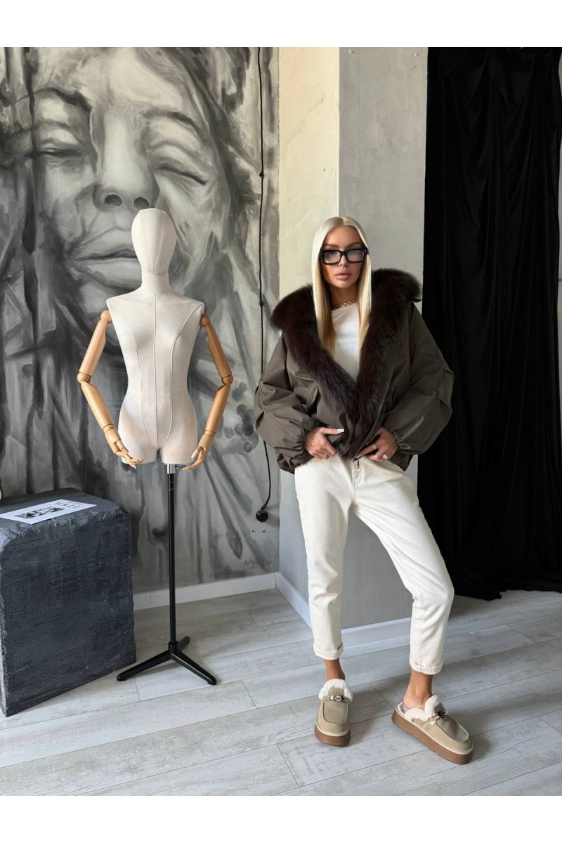 Max Mara Женский бомбер с натуральным мехом premium