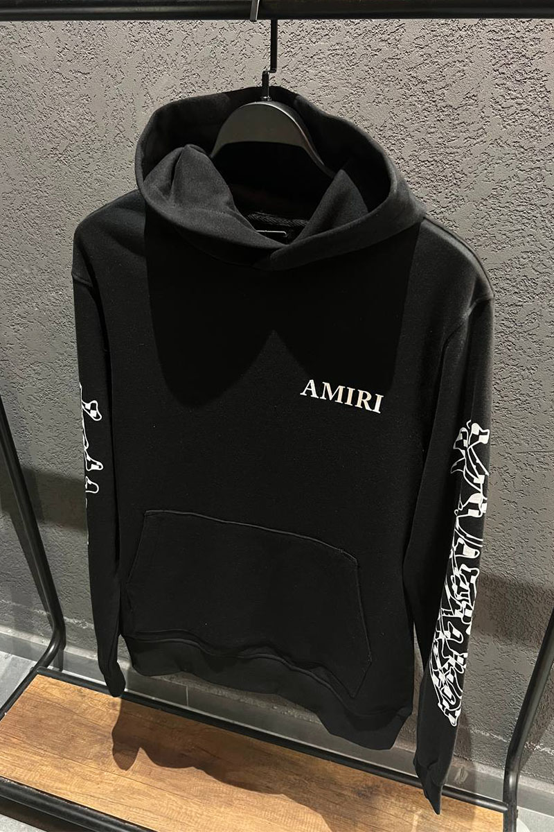 Amiri Чёрное оверсайз худи checkered-bones