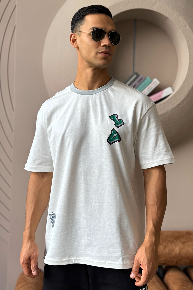 Lоuis Vuittоn Брендовая оверсайз футболка белого цвета