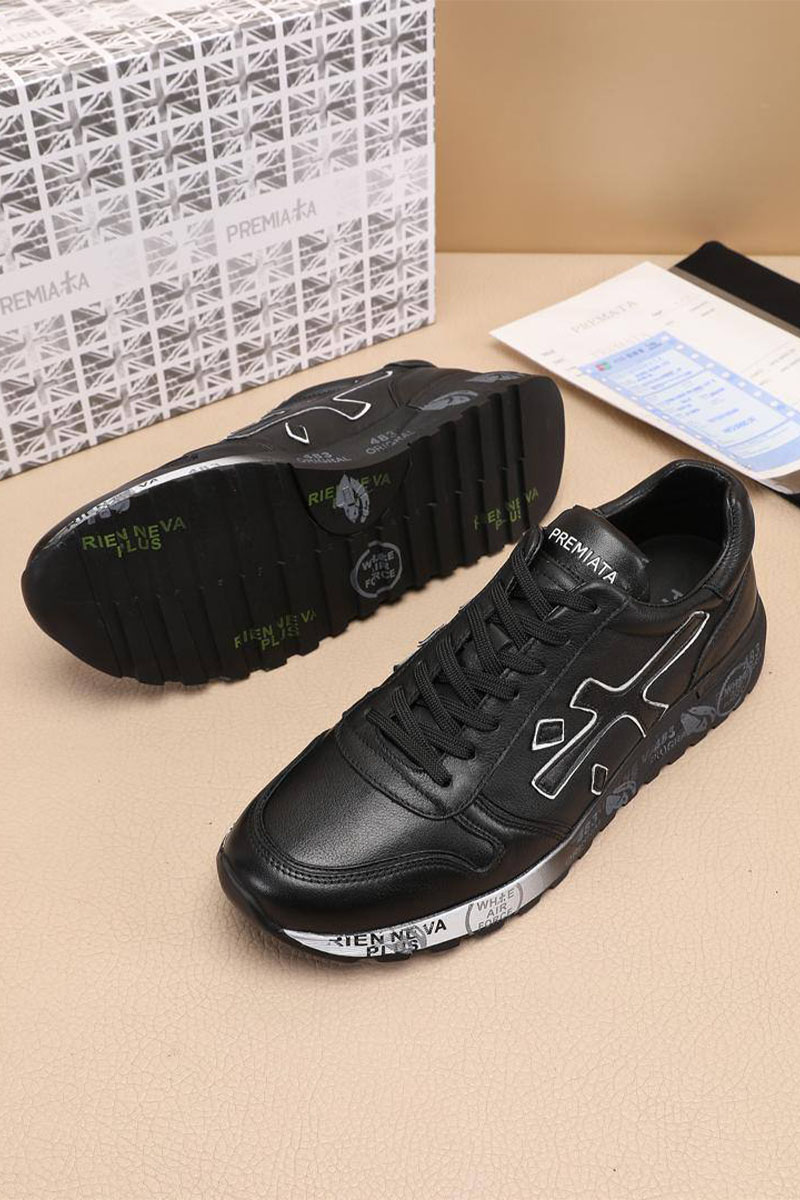 Premiata Чёрные кожаные кроссовки Mick