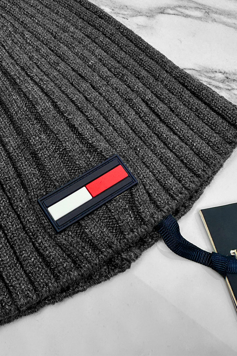Tommy Hilfiger Мужская серая шапка logo-patch
