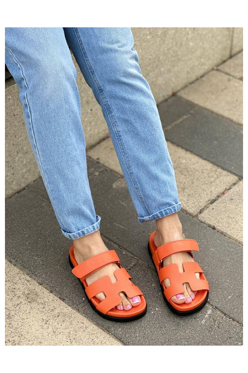 Hermes Женские кожаные сандалии Chypre - Orange