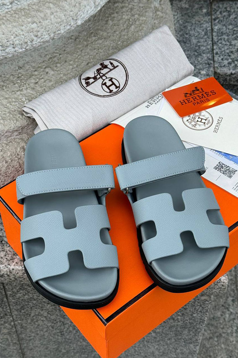 Hermes Женские кожаные сандалии Chypre - Grey