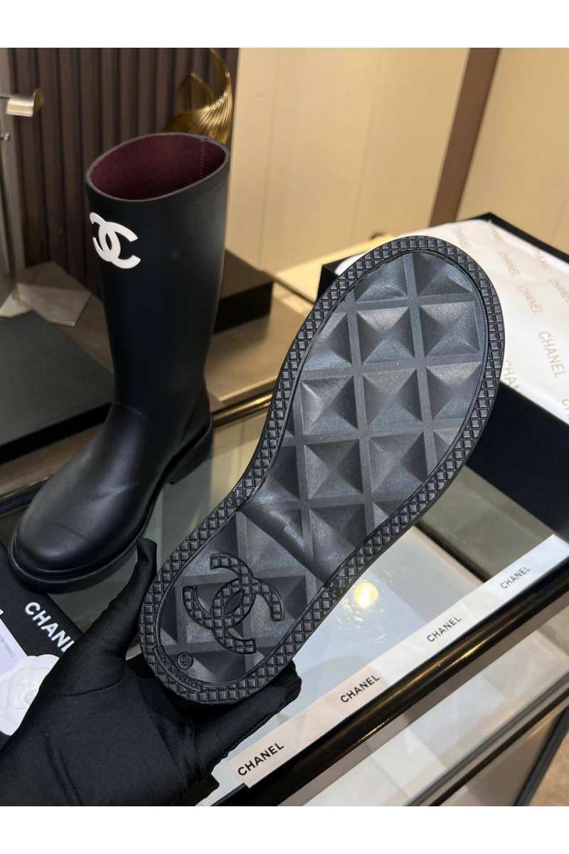 Chаnеl Женские резиновые сапоги чёрного цвета