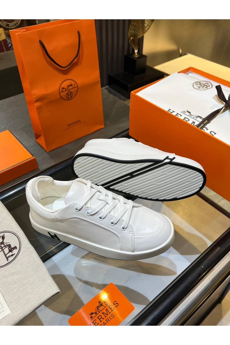 Hermes Женские кожаные кроссовки Premium - White