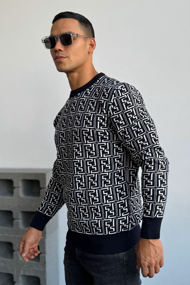 Fendi Тёмно-синий джемпер FF Monogram 
