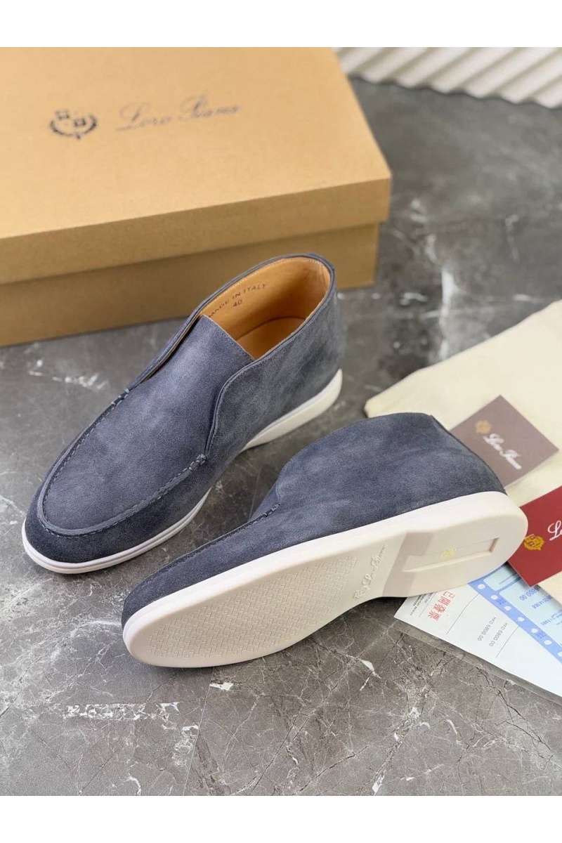 Loro Piana Замшевые лоферы с меховой стелькой Open Walk - Blue