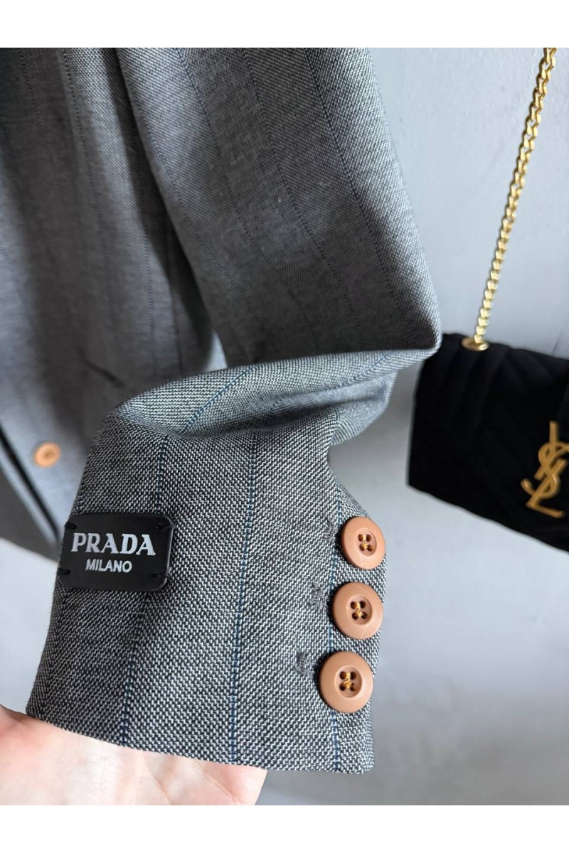 Prada Женский серый пиджак premium