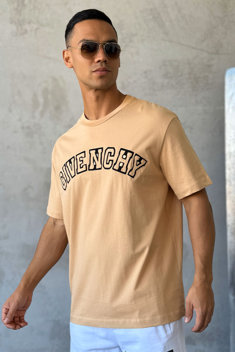 Givenchy Бежевая оверсайз футболка college logo-embroidered