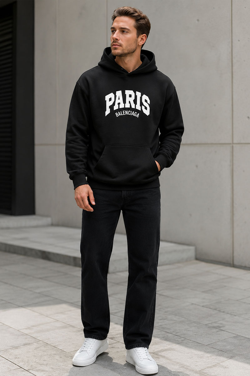 Balenciaga Худи чёрного цвета Paris logo-print