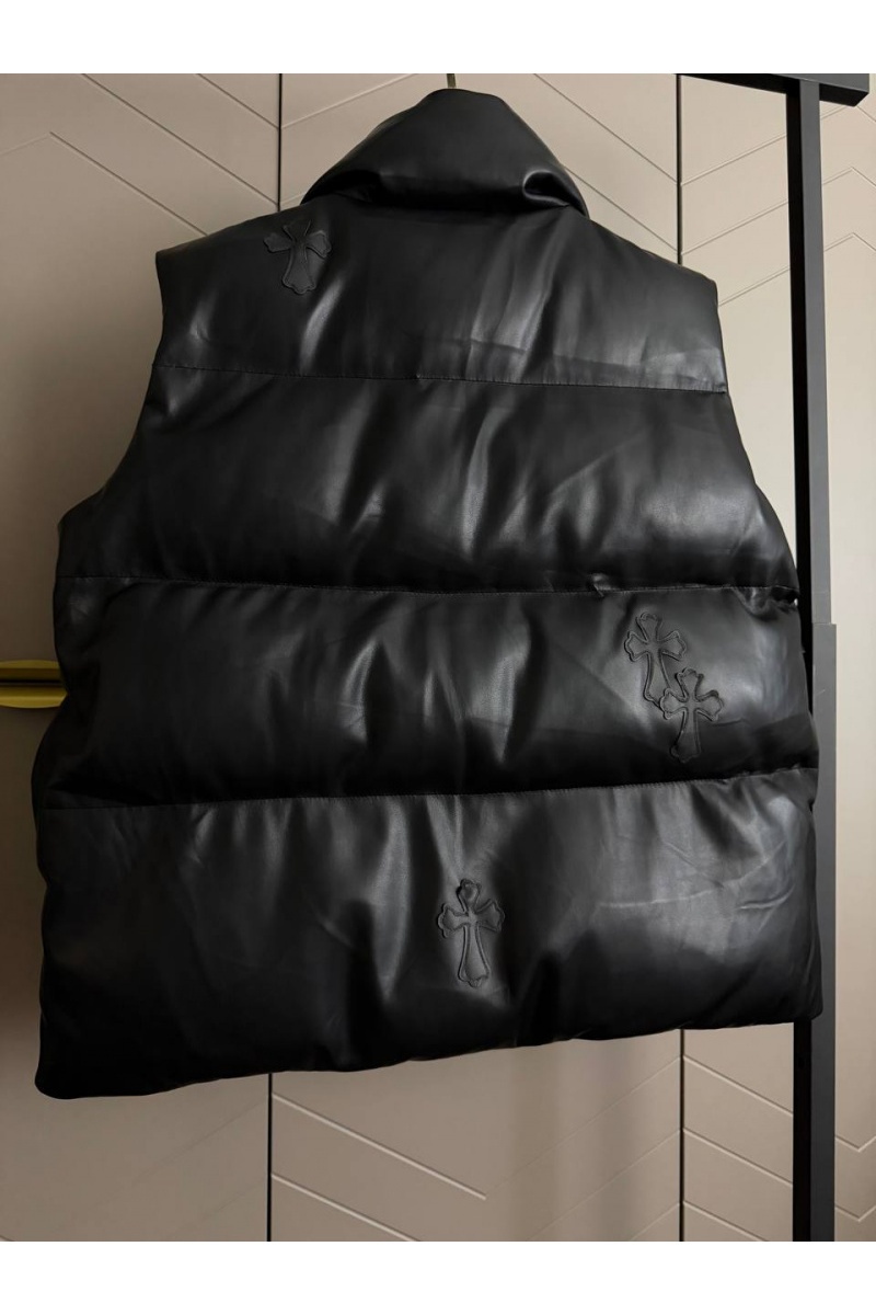 Chrome Hearts Женский пуховой жилет из эко кожи Premium