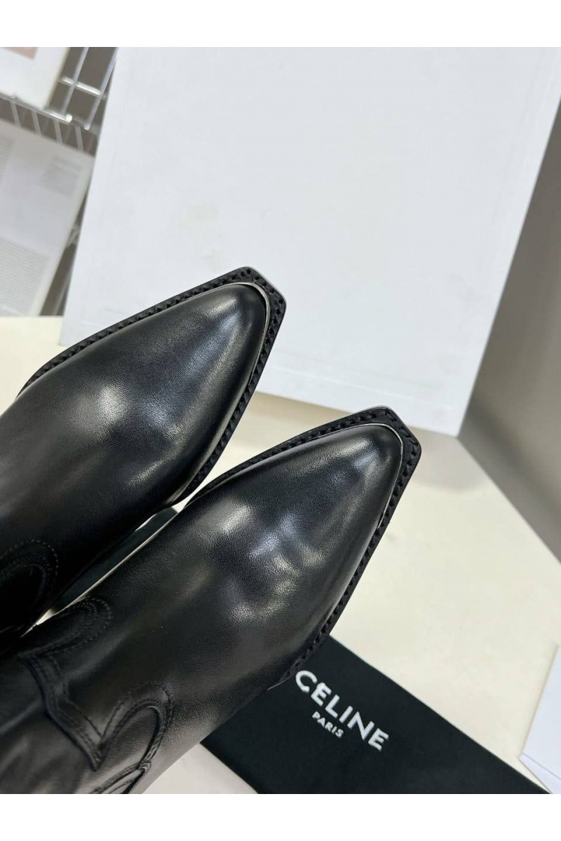 Celine Женские кожаные сапоги Premium - Black