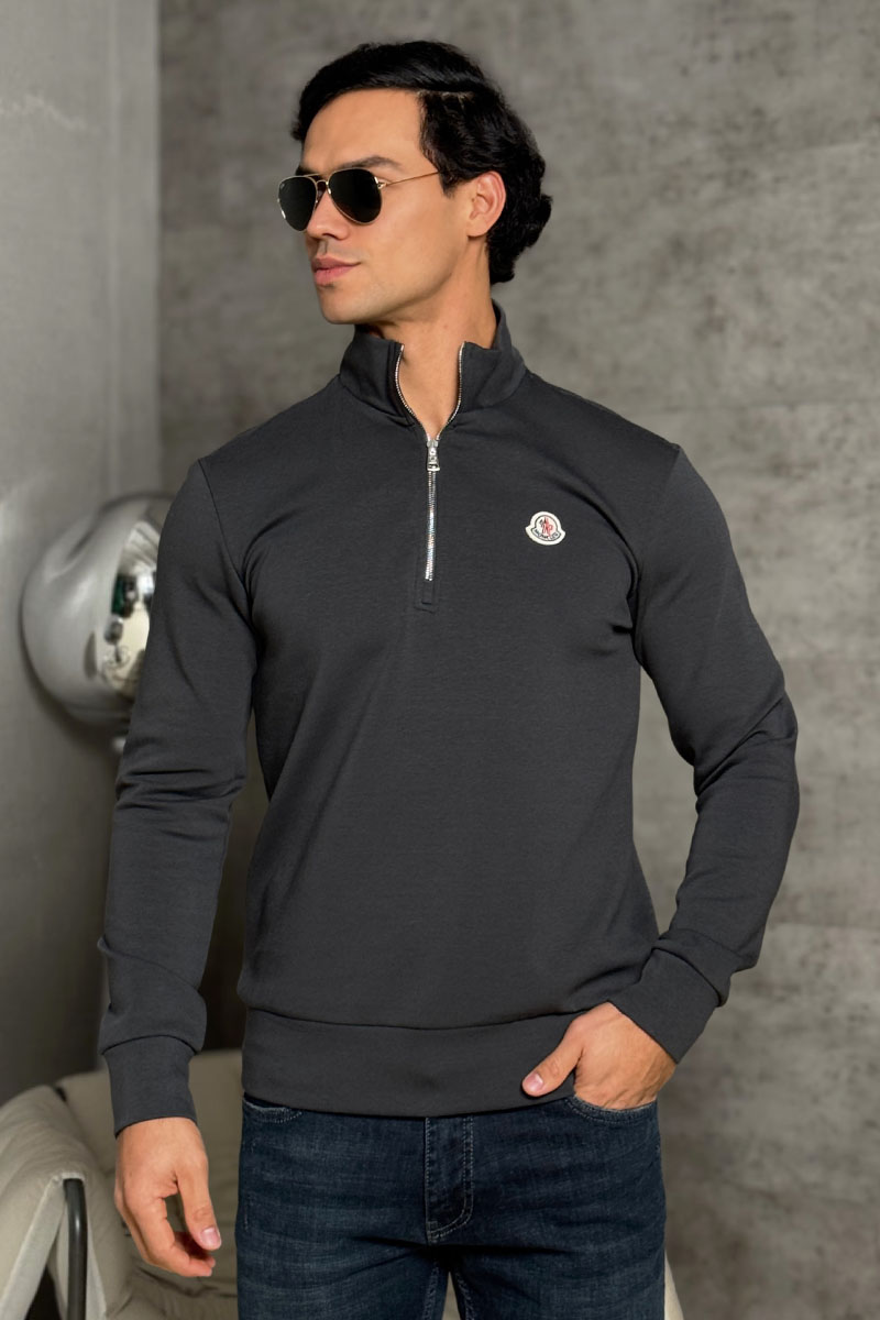Moncler Мужской джемпер logo-patch - Grey