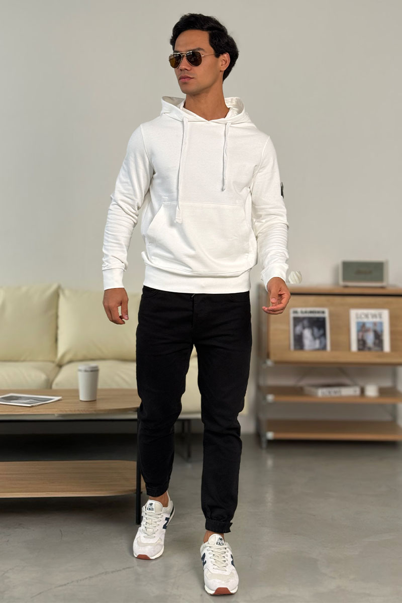 Stone Island Мужское худи белого цвета Compass-patch