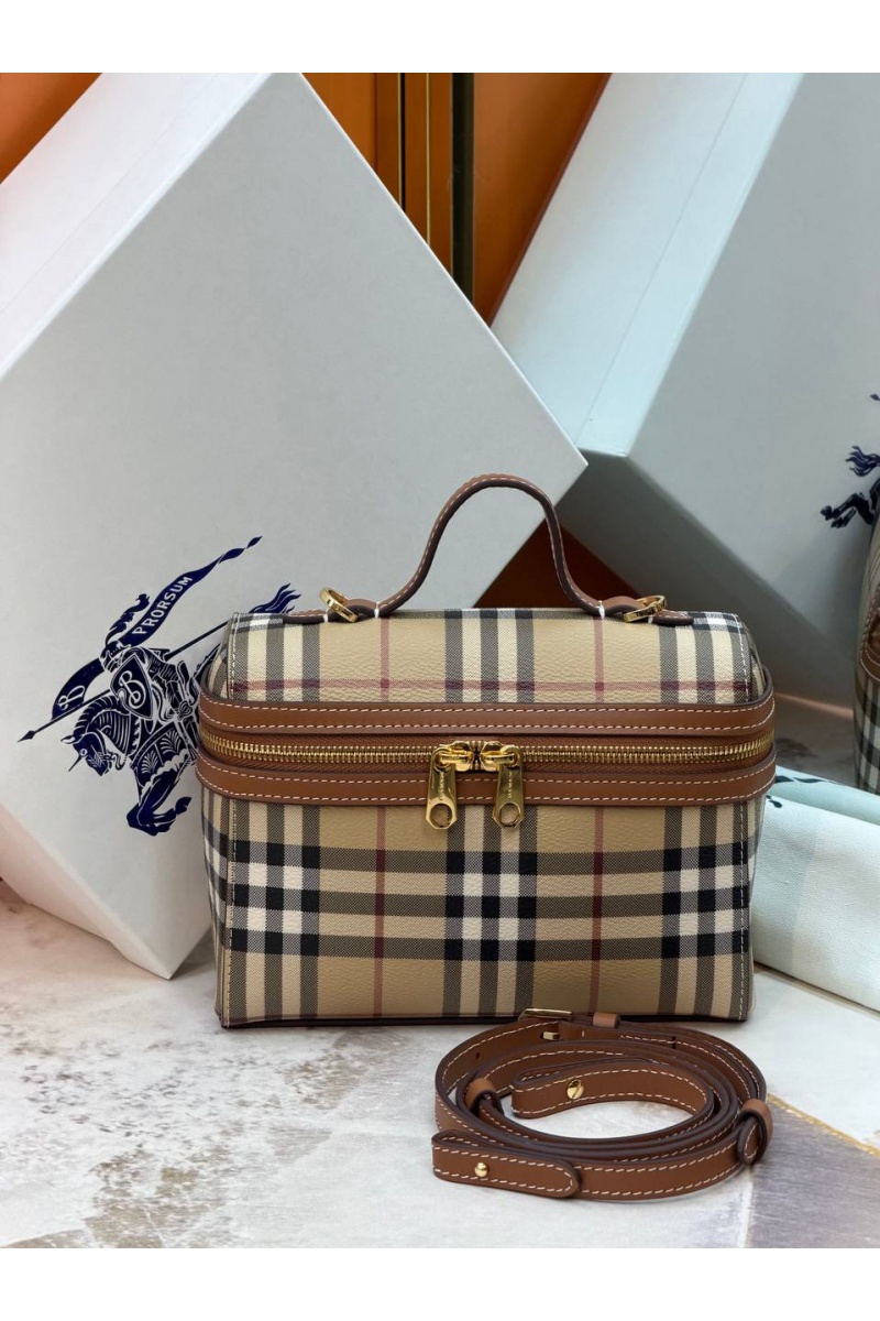 Burberry Кожаная сумка Check Vanity premium 19.5x15x8 см