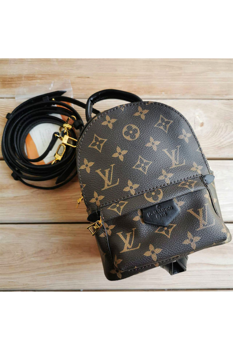 Lоuis Vuittоn Женский кожаный рюкзак Palm Spring Mini Monogram 20x17 см