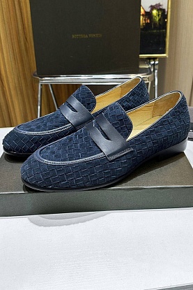 Мужские замшевые лоферы Intrecciato - Navy