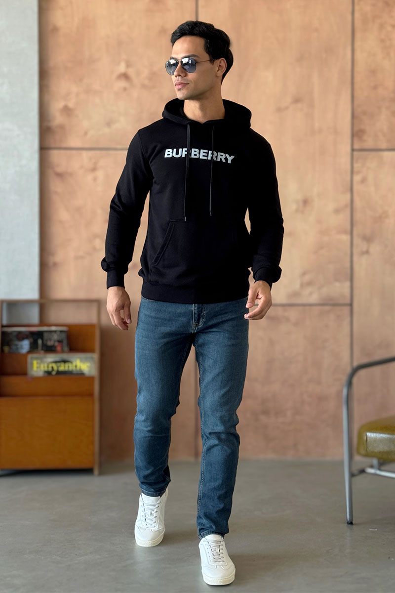 Burberry Чёрное мужское худи logo-print