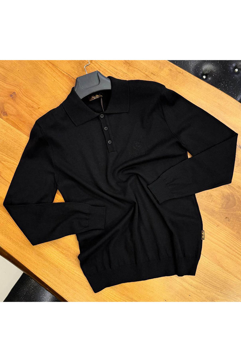 Loro Piana Поло с длинным рукавом чёрного цвета 