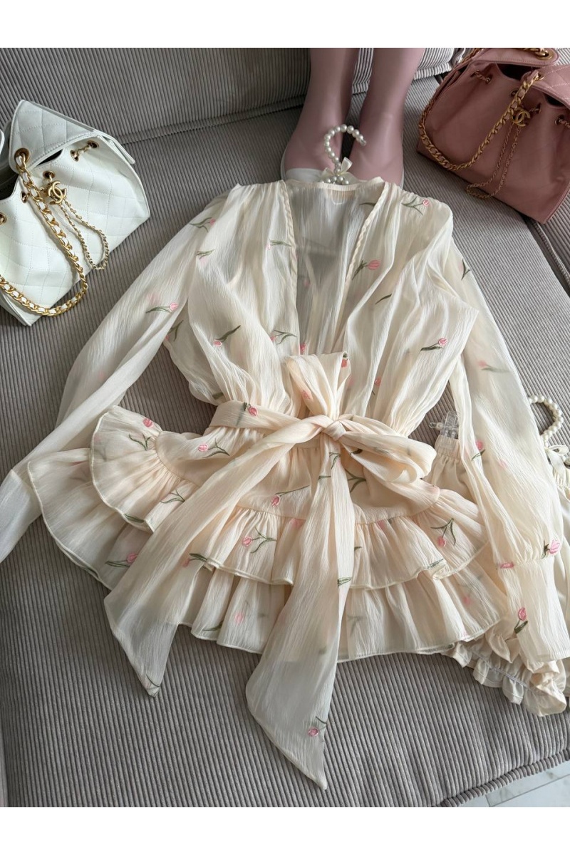Zimmermann Женское укороченное платье с длинным рукавом premium