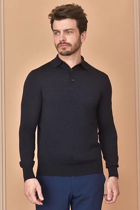 Поло с длинным рукавом Premium - Black Flower Gray