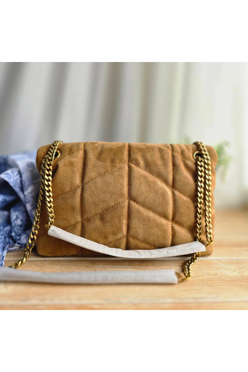 Yves Saint Laurent Замшевая сумка Lou Puffer 30x19 см