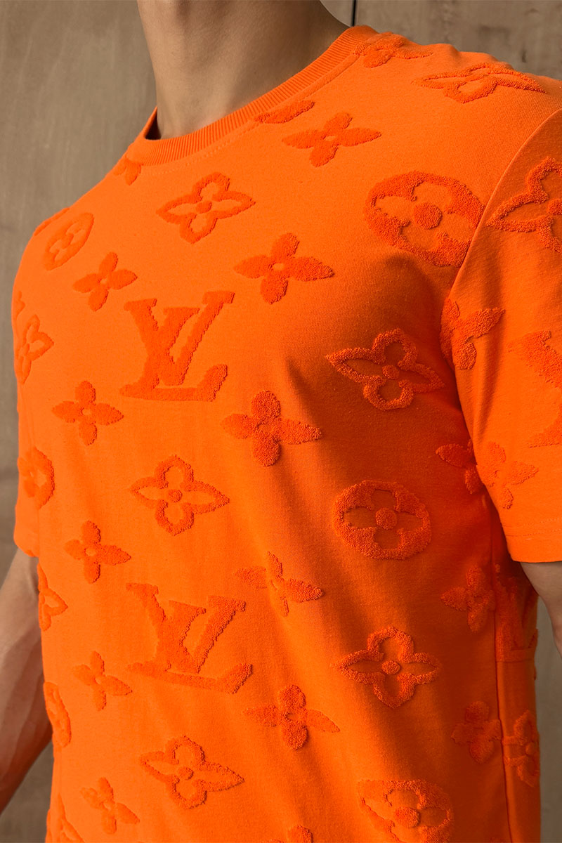 Lоuis Vuittоn Оранжевая оверсайз футболка Monogram All-over