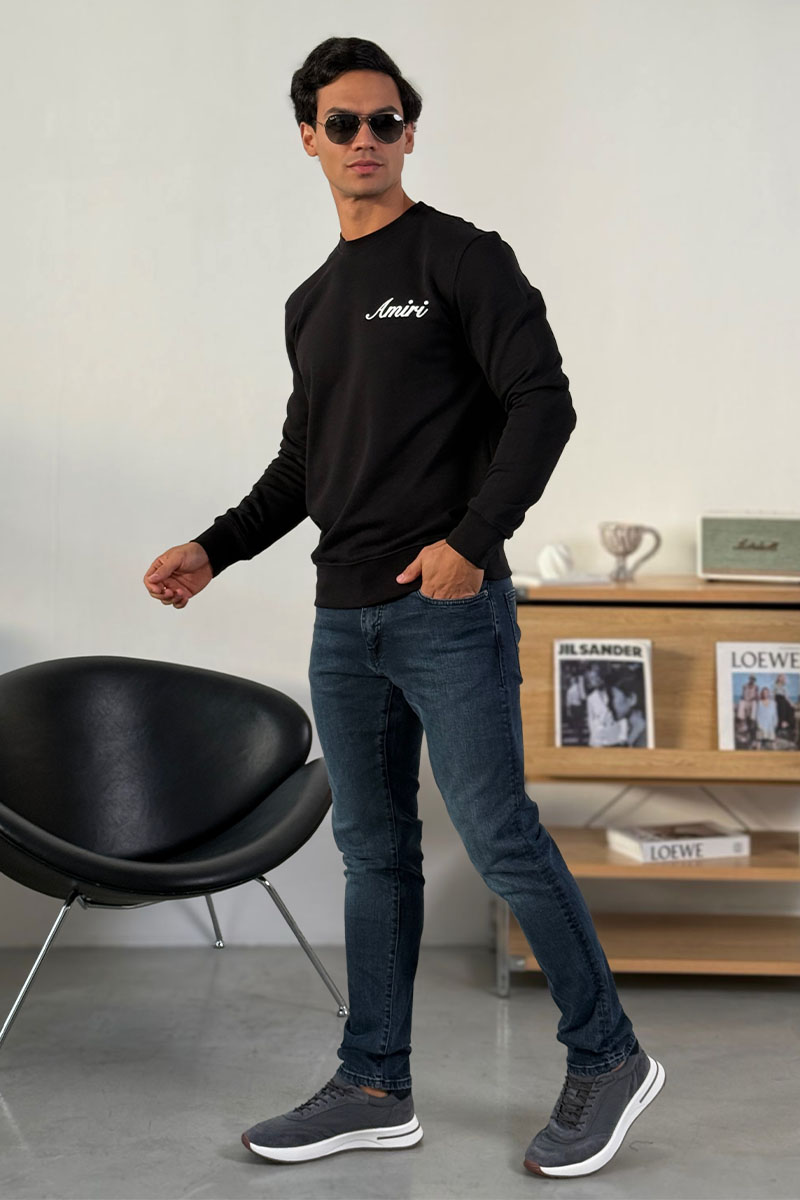 Amiri Мужской чёрный свитшот script embroidery