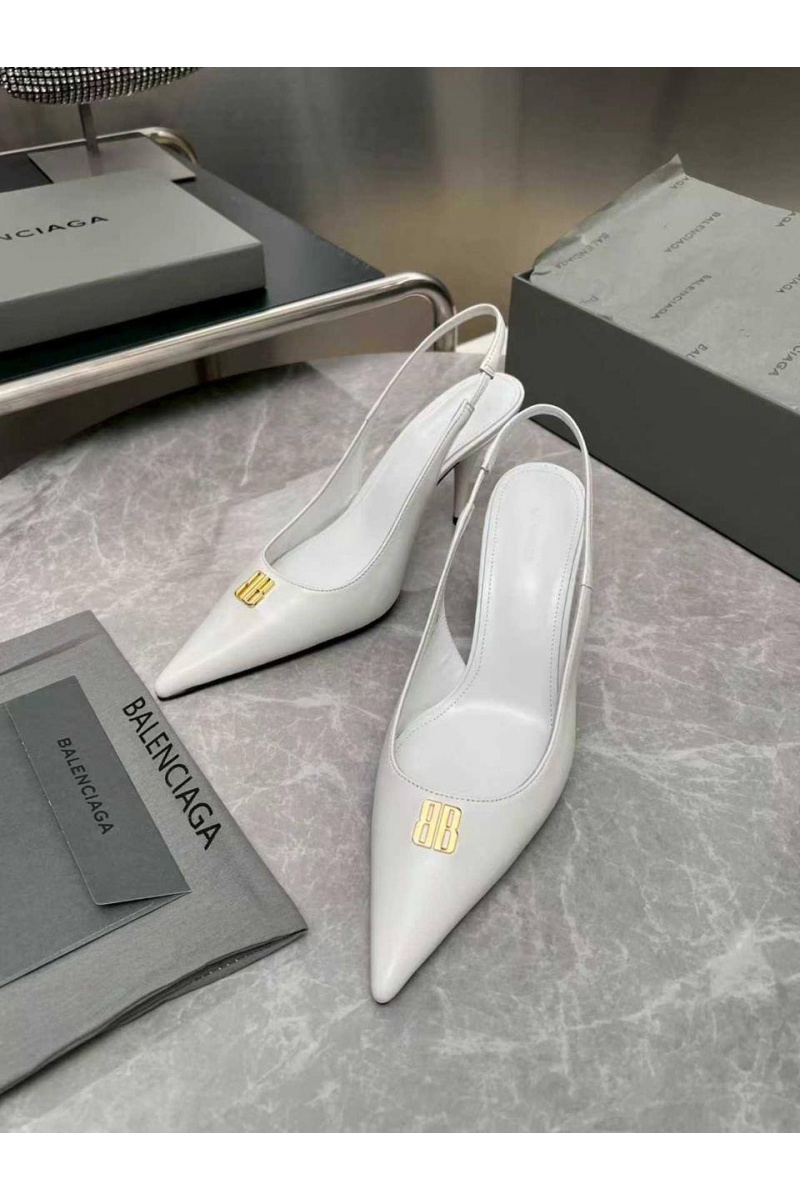 Balenciaga Женские кожаные туфли на каблуке premium