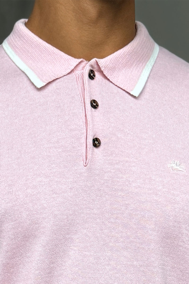 Etro Поло с длинным рукавом Pegaso logo - Pink 
